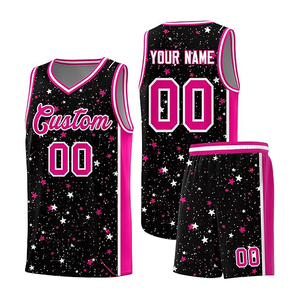 Ensemble de maillots de basket-ball imprimés pour votre équipe, col en V, sans manches, polyester, unisexe, adulte, toutes saisons, sublimé - Product Image 3