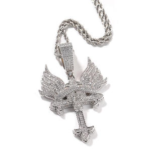 Evanex Diamante Lujo Chapado en Oro Rosa Plata 925 Moissanita Colgante de Letra con Cadena Estilo Hiphop Joyería Unisex Corte Brillante Helado - Product Image 1