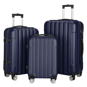 Set di valigie da viaggio multifunzione 3-in-1 di grande capacità blu Navy - Product Image 1