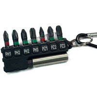 Porte-embouts porte-clés MRM 8 pièces PH1-PZ3 noir, pour perçage du bois et perceuse à percussion, finition phosphate de manganèse, 13 cm, personnalisable, TAIWAN