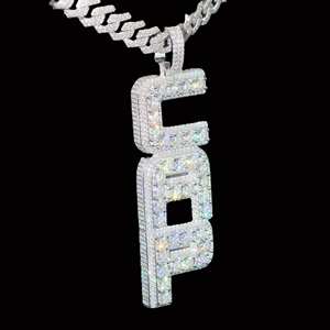 Colgante de Lujo con Letra CEO, con Incrustaciones de Diamantes Moissanite VVS1 de 12 Quilates, Plata 925, Joyería Hip Hop, Estilo Cadena Cubana - Product Image 5