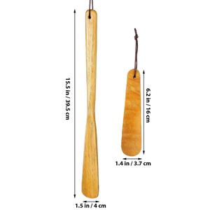 Juego de 2 calzadores de madera, calzador de mango largo de 15.7 pulgadas y calzador corto de 6.2 pulgadas, de madera duradera, ayuda para el calzado, para el hogar y viajes - Product Image 2