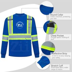 เสื้อเชิ้ตผ้าฟลีซสะท้อนแสง ANSI Class 1 LED กันน้ำ ระบายอากาศได้ดี น้ำหนักเบา ไซส์ใหญ่ สำหรับผู้ชาย มองเห็นได้ชัดเจน |   280 แกรมต่อตารางเมตร - Product Image 3