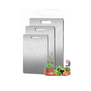 Planche à découper en acier inoxydable pur épaissi, planche à découper antibactérienne pour la cuisine, planches à découper en métal - Product Image 1