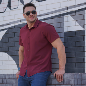 Camisa de vestir de popelina transpirable para hombre, teñida con hilo, informal, de verano, de manga larga, con botones, para negocios, personalizada OEM - Product Image 5