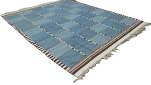 Alta calidad 8x10 moderno Dari tradicional Farsh-e alfombras hermosas azul-Beige tejido a mano lana algodón Durry alfombras conjuntos - Product Image 5