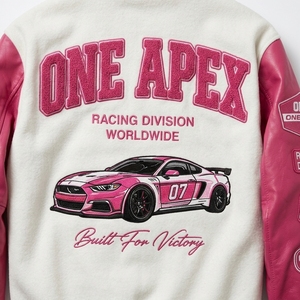 Pink Racing <b>Jacket</b> Custom Letterman <b>Jacket</b> Leather Sleeve Wool Bomber Streetwear Motorsport <b>Jacket</b> - Product Image 4