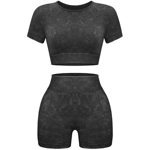 Conjuntos Deportivos para Mujer de 2 Piezas, Ropa de Yoga sin Costuras, Shorts y Top Corto, Ropa Deportiva para Gimnasio, Spandex/Algodón Transpirable - Product Image 6