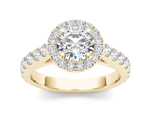 Anillo Solitario Cosely con Halo Redondo, Diamante Cultivado en Laboratorio de 1 Quilate, Oro Sólido de 14K, Corte Brillante Redondo VS VVS EF, para Uso Diario y Bodas - Product Image 1