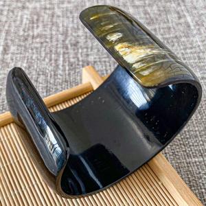 Buffalo Horn Cuff Bangle Irregular Shape <b>Polished</b> <b>Black</b> Natural Craft Art Eco-Friendly Handmade Durable Collectible Jewelry - Product Image 1