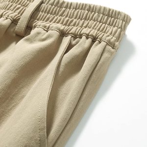 Pantalones de Algodón de Pierna Recta para Hombre, Cintura Media, Corte Regular, Color Sólido, Estilo Casual, para Primavera, Tejido de Tela, con Bolsillos - Product Image 3