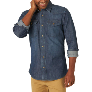 Camisa de Vestir Casual para Hombre, Personalizada de Fábrica, OEM, con Botones, Manga Larga, Estilo Denim, Antiarrugas, de Secado Rápido, Mega - Product Image 3