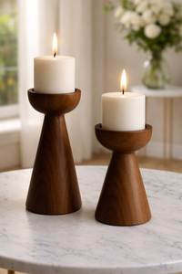 Round Wooden Candle Holder Handmade Eco-Friendly Durable Customizable Antique Style Home Decoration for Birthday and Festival - Product Image 4