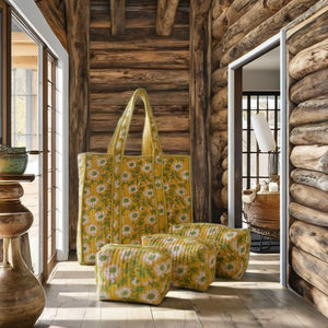 Juego de Bolsas de Compras Bohomin Ecológicas, Acolchadas, de Algodón, Estilo Bohemio, 4 Piezas, Color Amarillo Solado - Product Image 3