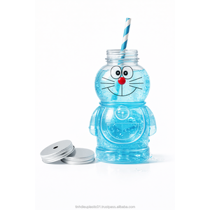 Bouteille pour bébé en plastique PET de 400 ml, design en forme d'ours, avec trou pour paille et bouchon en aluminium - Product Image 4