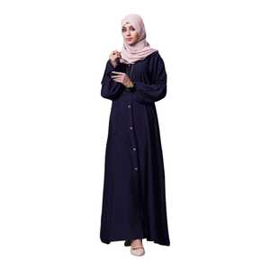 Modest <b>Islamic</b> Ramadan Handmade Dress Long Sleeve V Neck Solid Color Lightweight Daily Wear Women Abaya Muslim <b>Clothing</b> - Product Image 1
