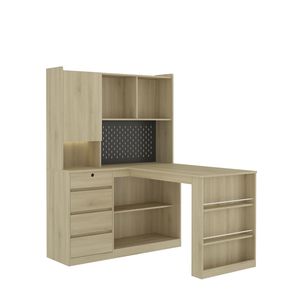 Bureau d'angle moderne pour la maison avec éclairage LED, chargeur, tiroirs et étagère – Bureau d'ordinateur durable pour l'étude ou le travail - Product Image 3
