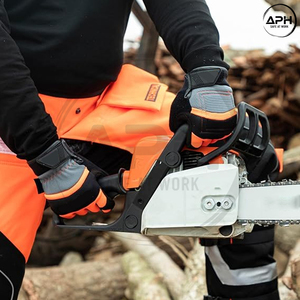 Guantes de Motosierra Profesionales Color Naranja y Negro, Precio de Fábrica, Diseño Hexagonal, Agarre Texturizado en la Palma, Antivibración, para Trabajo Forestal - Product Image 5
