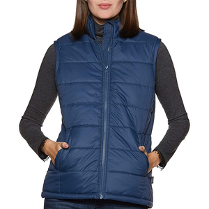 Gilet d'hiver personnalisable pour femme, chaud, à capuche, sans manches, court, imperméable, style décontracté, matelassé - Product Image 1