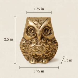 Figurine d'hibou en laiton plaqué or, sculpture animale 3D, objet de collection, artisanat de moulage, décoration artistique - Product Image 3