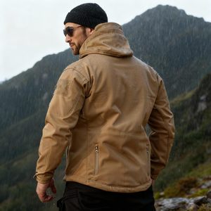 Veste softshell pour homme, coupe-vent personnalisée, imperméable, coupe-vent, avec revêtement chaud, veste à capuche en toile douce - Product Image 6