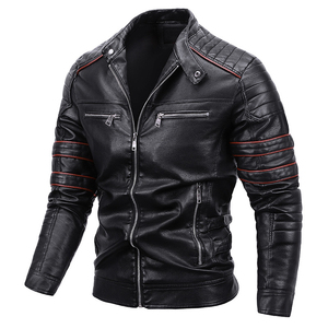 Blouson en cuir enduit style universitaire à col montant pour homme, collection automne, avec capuche en toile – Prix de gros abordable - Product Image 2