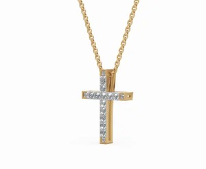 Pendentif croix en diamant de laboratoire Aurelian 0,200 carat, collier croix en or 16 pièces, or jaune, rose, blanc 9K 14K 18K, bijou cadeau - Product Image 5