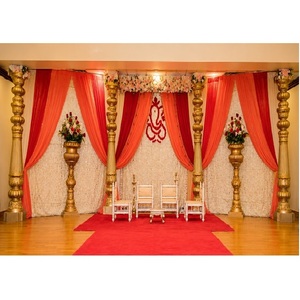 Mandap Dorado Tallado a Mano para Bodas Indias, Mandap de Fibra con Parte Superior Floral Redonda, Estilo Maharaja, Gran Venta - Product Image 5