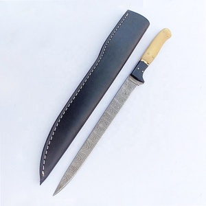 Custom Handmade Damascus Fillet Knife with Bone Handle Fixed Blade Fishing Knife Outdoor <b>Camping</b> Survival Knife - Product Image 3