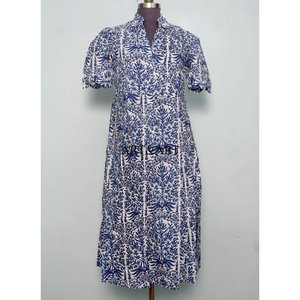 Vestido de Mujer, Hermoso, de Algodón Puro, con Estampado Digital Floral, Largo hasta el Tobillo, Corte en A, Cintura Natural, Elegante Decoración con Cinturón - Product Image 1