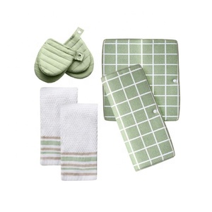 Personalized Striped Set of 3 Green <b>Waffle</b> Weaved 2024 Embroidered 100% Cotton GOTS Certified Absorbent Golf Kitchen Dish <b>Towels</b> - Product Image 1