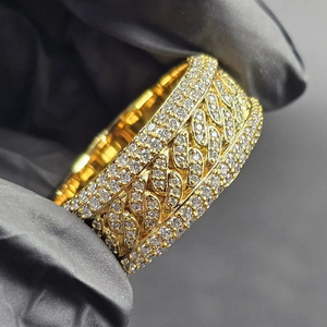 Anillo de Lujo GRA Estilo Hip Hop, Plata de Ley 925, Chapado en Oro, con Incrustaciones de Moissanita VVS Súper Blanca, Certificado IGI, para Hombre - Product Image 1