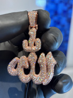 Liontin Islam Berlapis Rhodium Khusus Vvs Bertabur Berlian 3D V Vendetta Kartun Hip Hop Lolos Uji Berlian Perak Pria Bersertifikat IGI