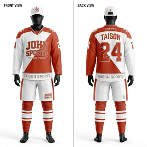 Uniforme de Hockey sobre Hielo para Hombre, Tela Interlock de Poliéster Premium de 180 GSM, Diseño de Paneles Diagonales Rosa y Blanco, Logotipo del Equipo Personalizado por Sublimación - Product Image 5