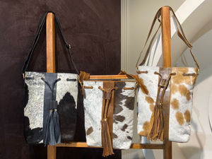 Sac seau en cuir de vachette fait à la main de marque Offre Spéciale sac Boho en cuir véritable sac à main Western cordon sac à main classique pour les femmes - Product Image 4