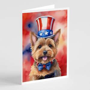Norwich Terrier patriotique américain fantaisiste A7 cartes vierges Pack 8 avec enveloppes 5x7 cartes de voeux de taille - Product Image 1