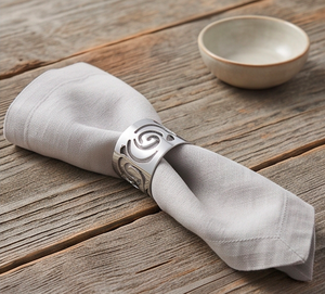 <b>Silver</b> Hollow Metal <b>Napkin</b> Ring Laser Cut Spiral Design Stainless Steel Ideal For Table Decor Use - Product Image 5
