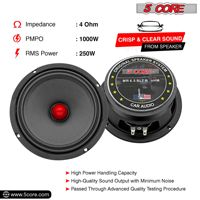Altavoces de Audio para Automóvil de Rango Medio de Repuesto de 6.5 Pulgadas, 1600 W Máx., 4 Ohmios, Super Tweeter de 2.8 Pulgadas, 2 Piezas, Modelo D0100H7IJ86