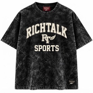 Camiseta de manga corta para hombre, oversize, con estampado digital y efecto tie-dye frontal, cuello redondo, informal, de punto, 100% algodón, con patrón de letras lavadas - Product Image 4