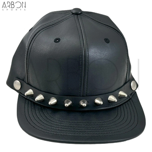 2026 Wholesale Durable Metal Studded High-Durability Urban Style Street Wear Comfortable Newest Trendy Premium Pu Leather Caps - Product Image 2