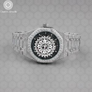 Montre mécanique de luxe Charm Jewels en acier inoxydable, boîtier carré de 40 mm, étanche 10 bars, date automatique, accents de diamants, pour homme - Product Image 1