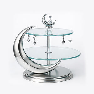 Elegant <b>two</b> <b>tier</b> glass <b>cake</b> <b>stand</b> is designed to bring a luxurious festive and modern look dessert presentation and home decor - Product Image 3