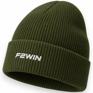 Gorro de punto F2WIN verde y negro con parche aplicado, gorro de punto con bloques de color, gorro con parche aplicado, verde y negro - Product Image 4