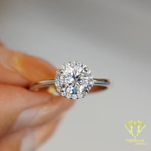 Anillo de compromiso de moissanita de corte redondo, anillo nupcial floral de plata de ley, joyería de boda clásica y elegante, regalo de lujo para mujer - Product Image 5