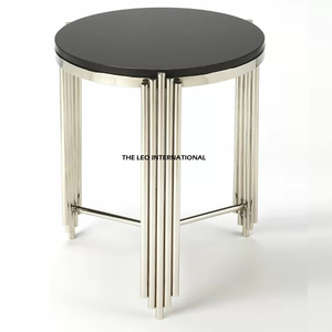 Table d'appoint au design avantageux en métal et marbre, de qualité exclusive, de forme ronde, en promotion. - Product Image 1