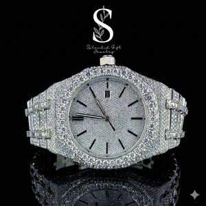 Montre mécanique de luxe sertie de moissanite VVS et de diamants, style Hip-Hop Ice Out, montre diamantée étincelante - Product Image 1
