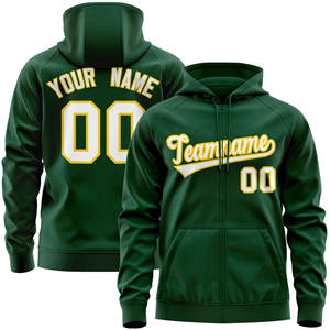 Sweat-shirt à capuche zippé coupe-vent vert vintage personnalisé avec nom, numéro et logo d'équipe – Veste pull pour l'hiver - Product Image 1