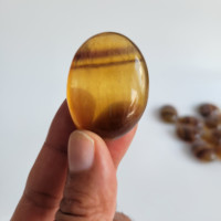 Nouvel Arrivage Pierre de Palmier en Fluorite Jaune de Qualité Supérieure, Pierre Précieuse Naturelle d'Agate Sculptée Ovale, pour Feng Shui, Amour, Décoration de Maison et de Poche