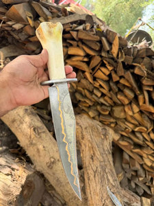 New 2026 Handmade Copper Damascus Bowie <b>Knife</b> 10" Fixed Blade W/<b>Bone</b> Damascus Guard <b>Handle</b> Ambidextrous Personalized <b>Knives</b> - Product Image 4