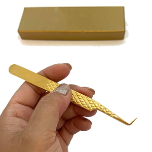 Pince à épiler en acier inoxydable de haute qualité pour cils, avec logo personnalisé, pointe en fibre, outils de beauté à marque privée, vente en gros - Product Image 3